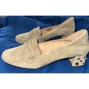 UGG Australia‎ ELISE STUDDED BLING Tan SUEDE BLOCK HEELS SHOES Loafers 1092282